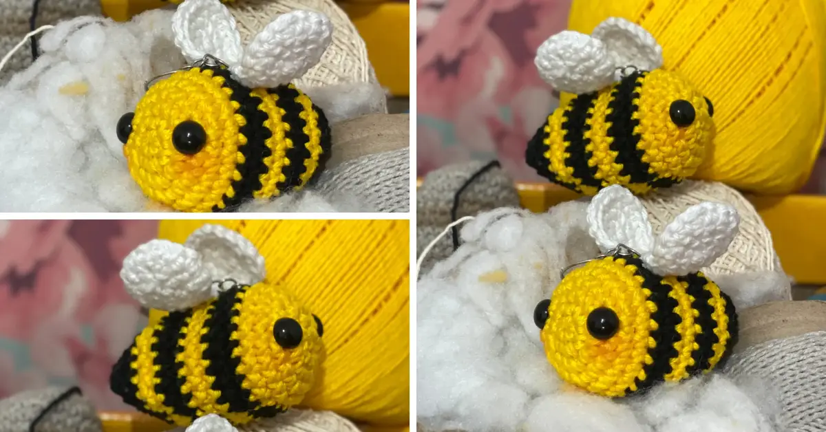 Chaveiro abelha amigurumi feito de crochê – receita grátis em PDF